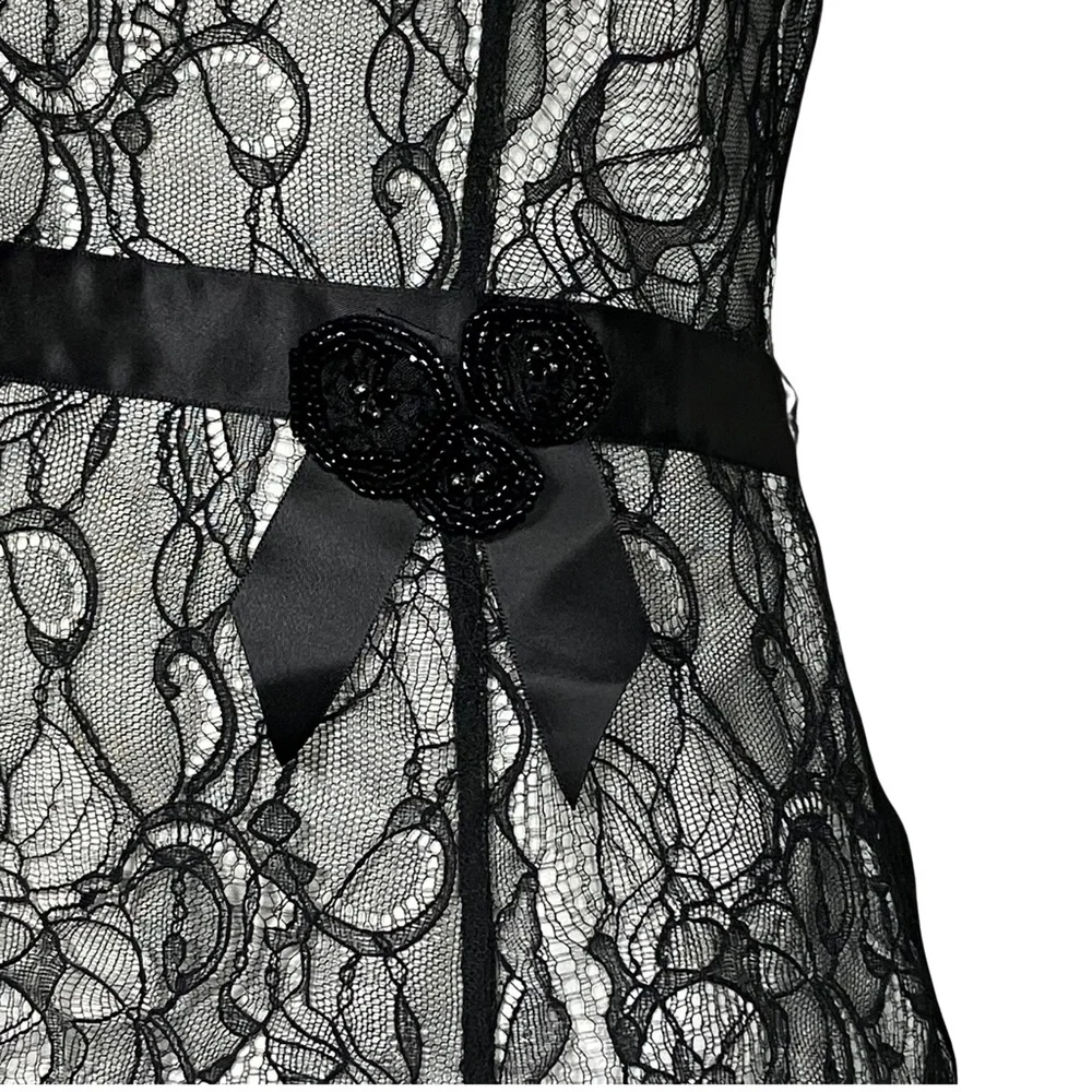 Vintage Y2K Black Cream Lace Bustier Corset Going Out Top. XS. Gothic Whimsigoth - Picture 7 of 9